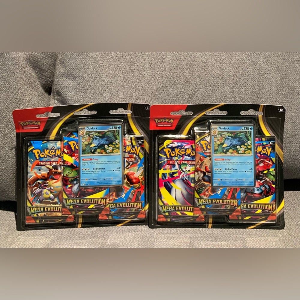 LOT OF 2 Pokémon TCG Mega Evolution 3-Pack Blister – Golduck Promo Sealed Cards
